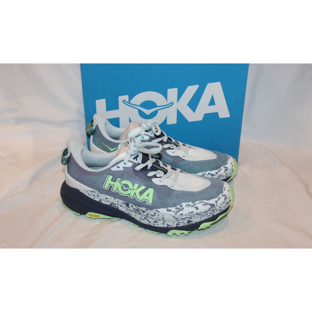 Hoka One Men's Speedgoat 6 Running Sneakers DRPL GRAY LIME GREEN SZ 9